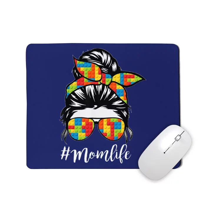 Building Block Messy Bun Mom Life Master Builder Mothers Day Mousepad