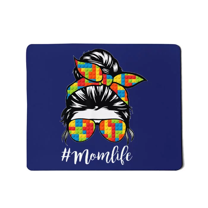 Building Block Messy Bun Mom Life Master Builder Mothers Day Mousepad