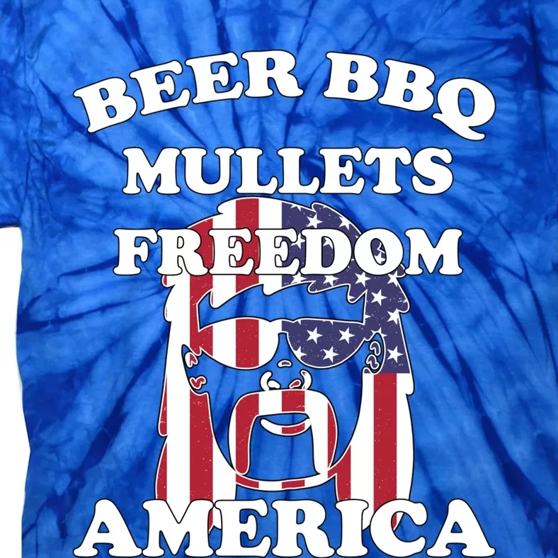 Beer Bbq Mullets Freedom America Funny Patriotic Graphic Gift Tie-Dye T-Shirt