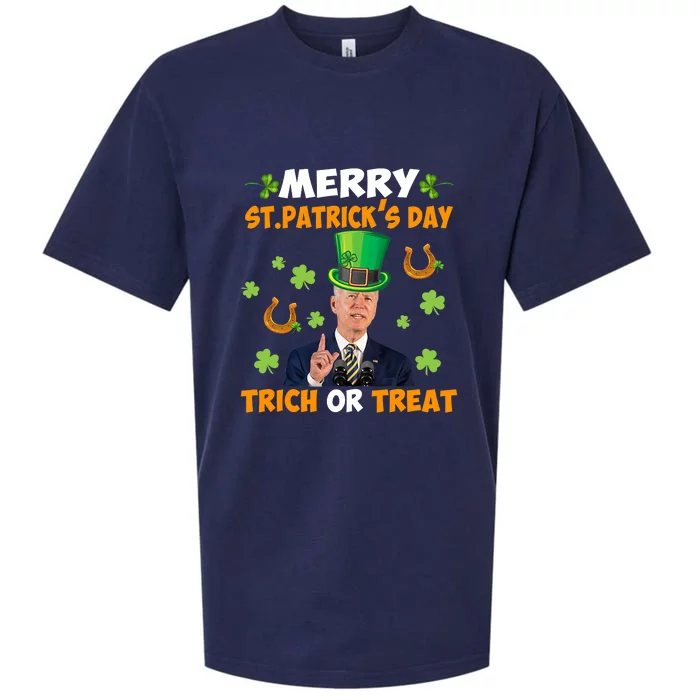 Best Biden Merry St.Patrick's Day Trick Or Treat Sueded Cloud Jersey T-Shirt