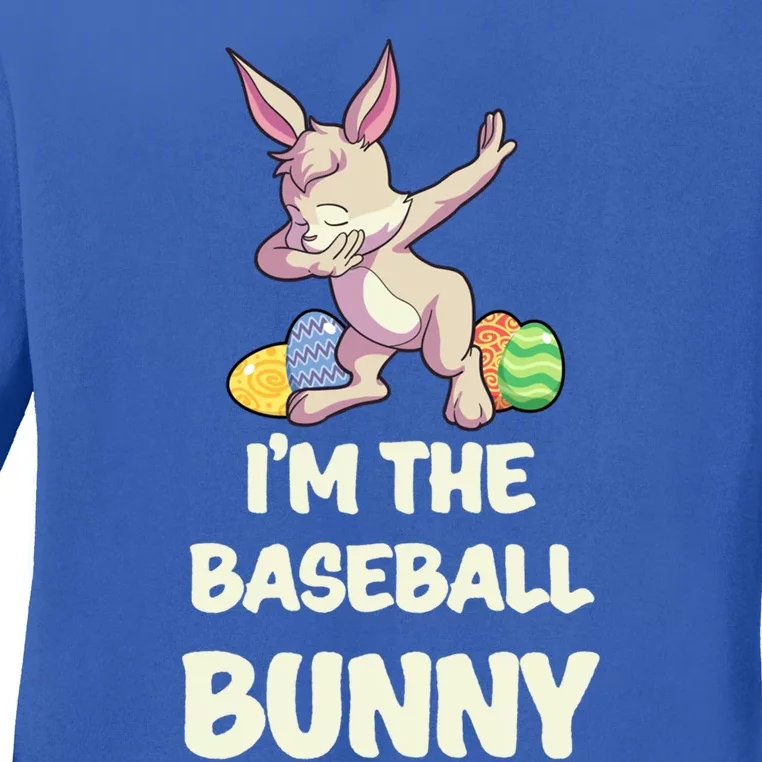 Baseball Bunny Matching Family Group Easter Party Gift Ladies Long Sleeve Shirt