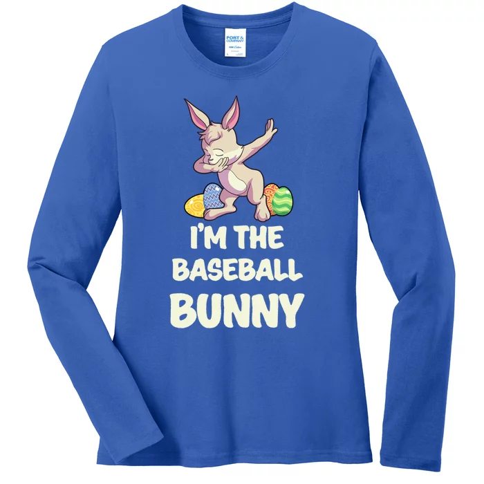 Baseball Bunny Matching Family Group Easter Party Gift Ladies Long Sleeve Shirt