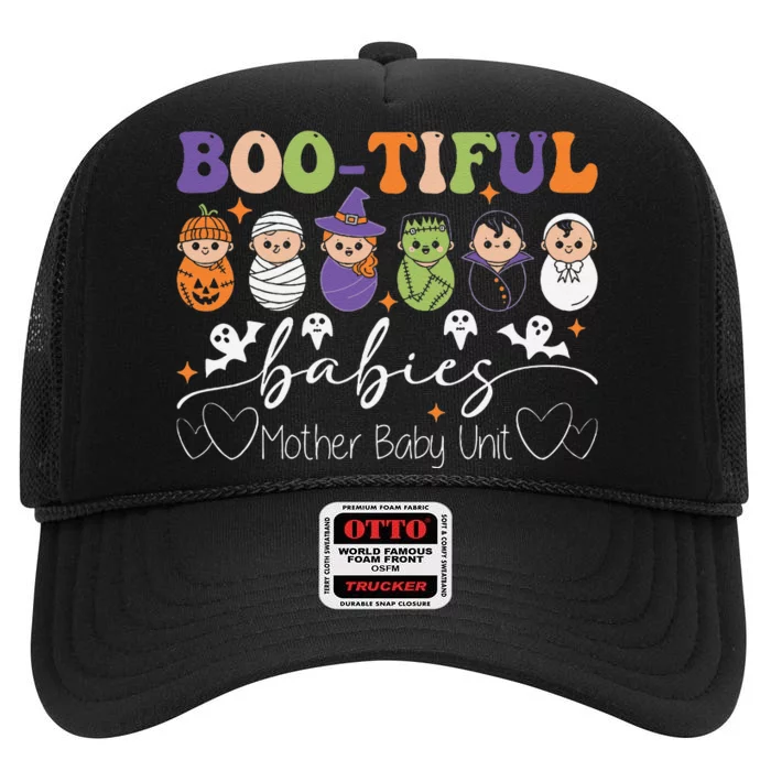 Bootiful Babies Mother Baby Nurse Halloween Postpartum Nurse Gift High Crown Mesh Trucker Hat