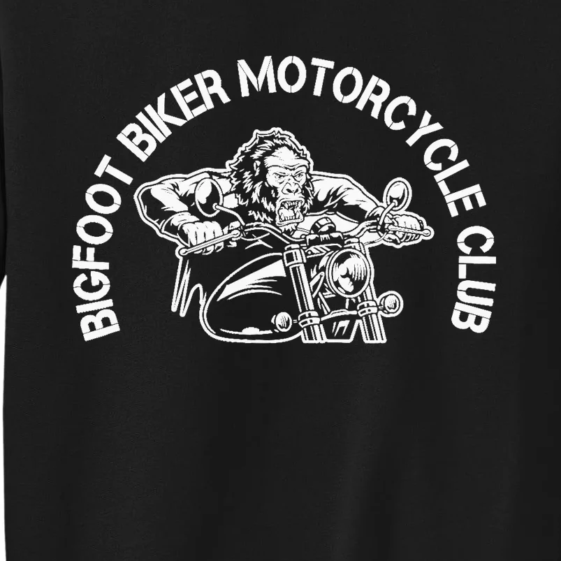 Bigfoot Biker Motorcycle Squatchy Sasquatch Tall Sweatshirt