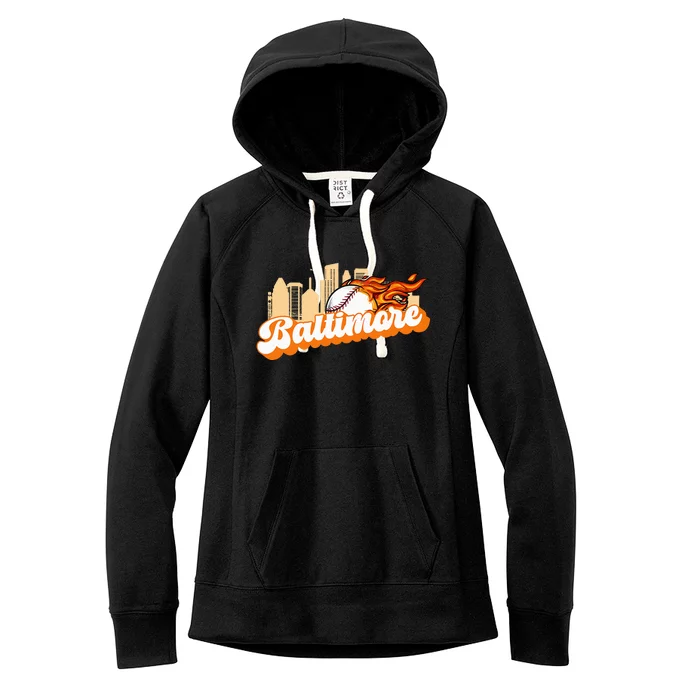 Baltimore Baseball Minimal City Skyline Women's Fleece Hoodie