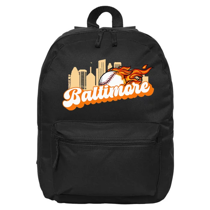 Baltimore Baseball Minimal City Skyline 16 in Basic Backpack