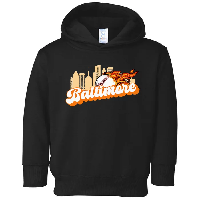 Baltimore Baseball Minimal City Skyline Toddler Hoodie