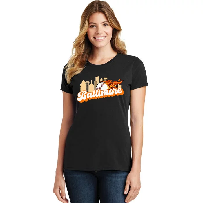 Baltimore Baseball Minimal City Skyline Women's T-Shirt