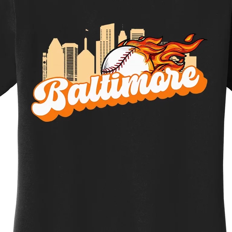 Baltimore Baseball Minimal City Skyline Women's T-Shirt