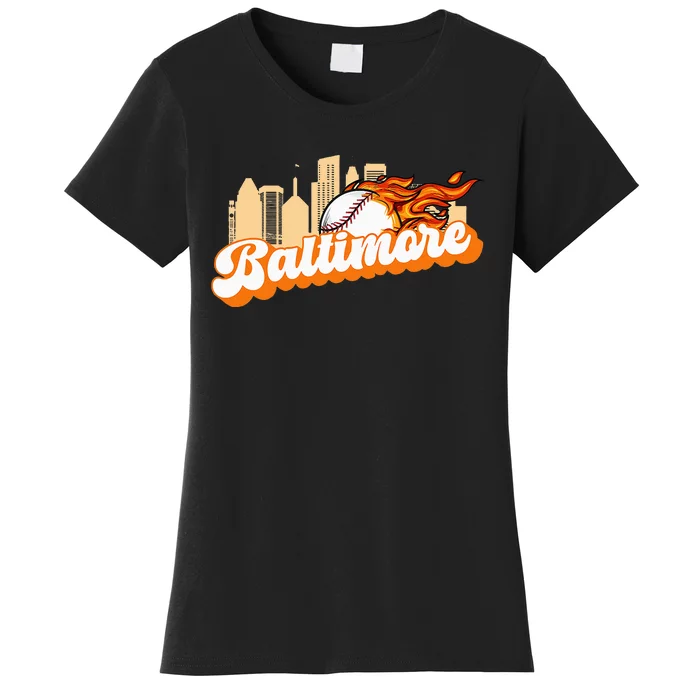 Baltimore Baseball Minimal City Skyline Women's T-Shirt