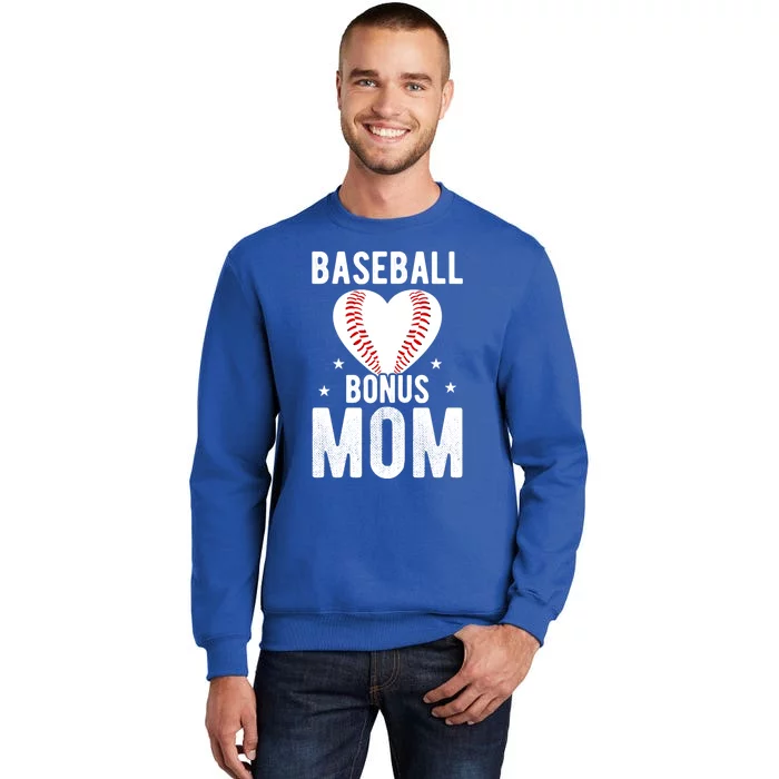 Baseball Bonus Mom Step Mom Ball Heart Team Mother's Day Funny Gift Tall Sweatshirt