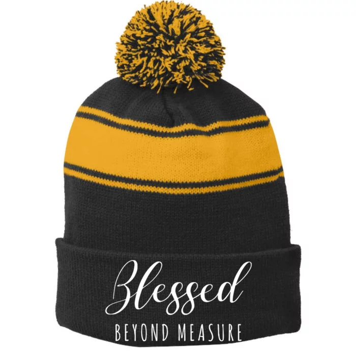 Blessed Beyond Measure Stripe Pom Pom Beanie