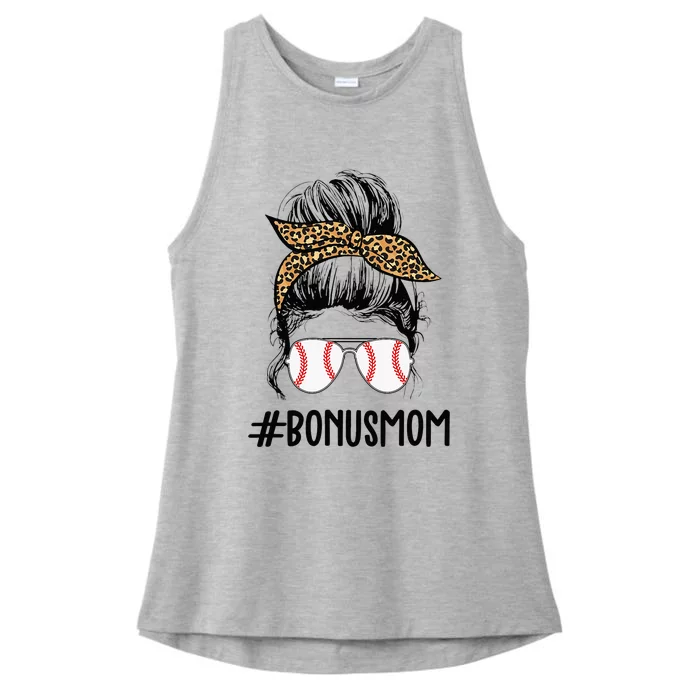 Baseball Bonus Mom Life Messy Bun Stepmom Life Messy Bun Ladies Tri-Blend Wicking Tank