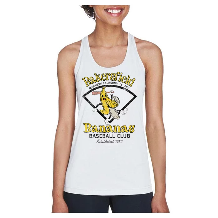 Bakersfield Bananas Minor League Retro Baseball Team Women's Racerback Tank