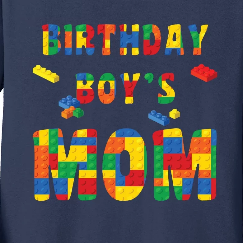 Building Block Mom Of Birthday Boy Kids Long Sleeve Shirt