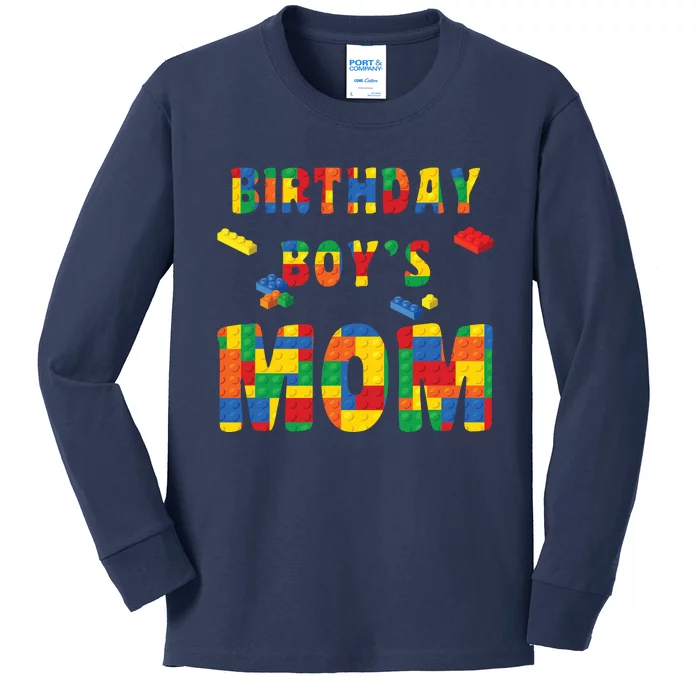 Building Block Mom Of Birthday Boy Kids Long Sleeve Shirt