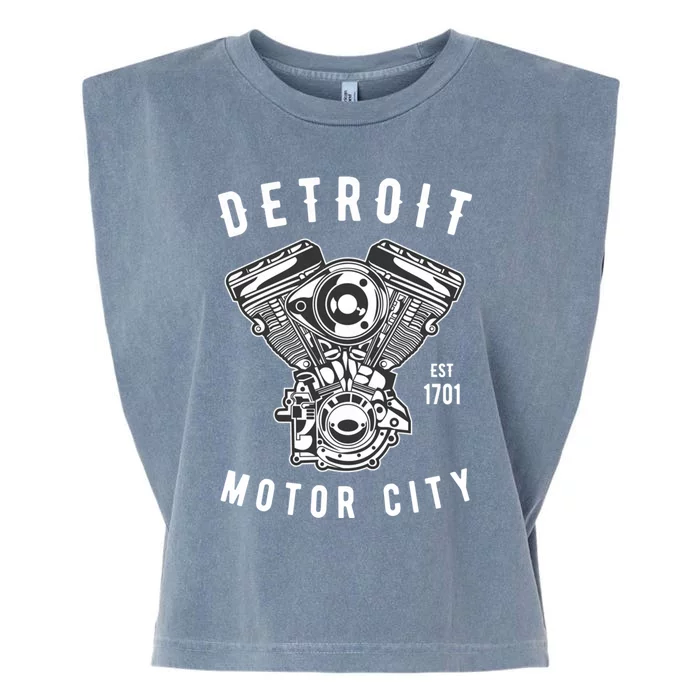 Big Block Motor City Michigan Detroit Car Lover Gift Garment-Dyed Women's Muscle Tee