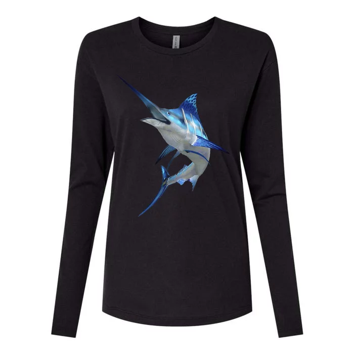 Beautiful Blue Marlin Fishing Womens Cotton Relaxed Long Sleeve T-Shirt