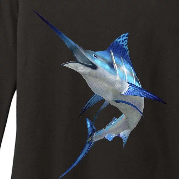 Beautiful Blue Marlin Fishing Womens CVC Long Sleeve Shirt