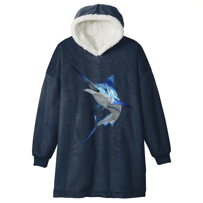 Beautiful Blue Marlin Fishing Hooded Wearable Blanket