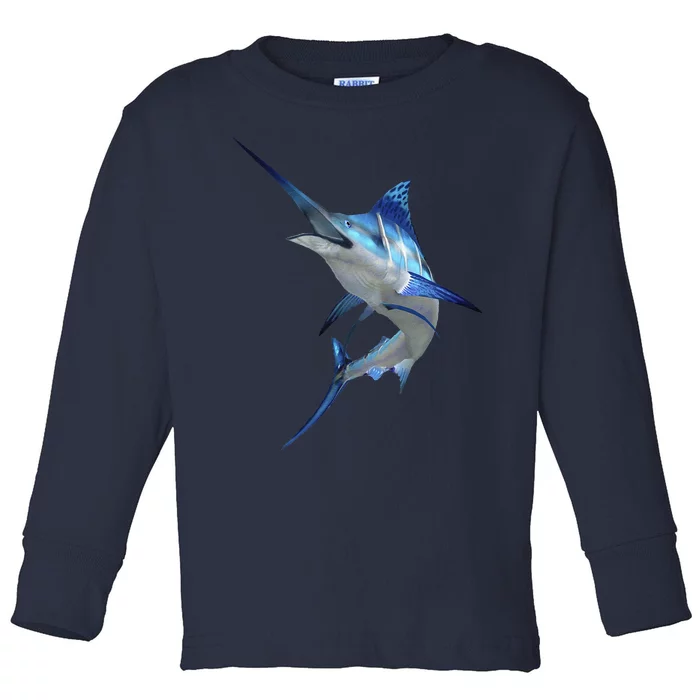 Beautiful Blue Marlin Fishing Toddler Long Sleeve Shirt