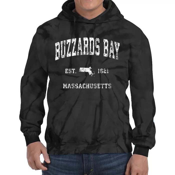 Buzzards Bay Massachusetts MA Vintage Athletic Sports Tie Dye Hoodie