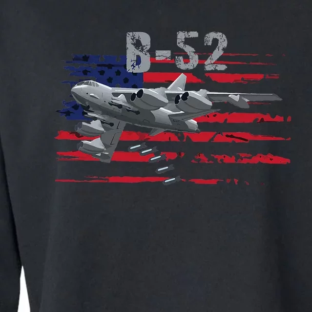 B52 Buff Military Airplane Flag Cropped Pullover Crew