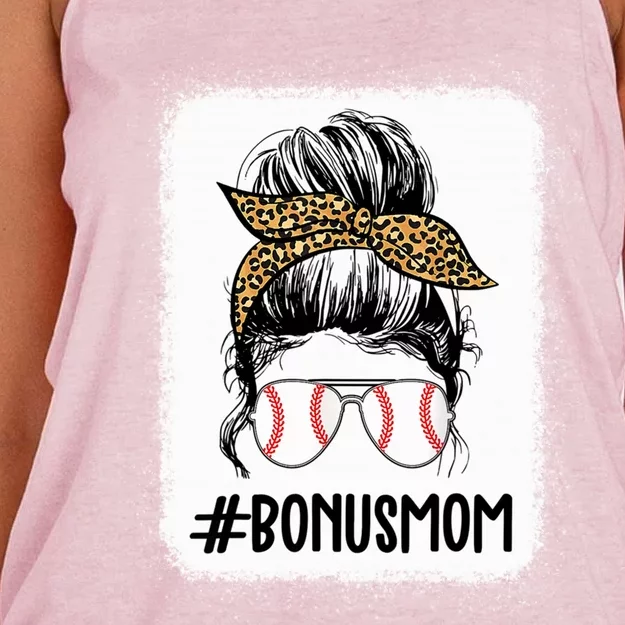 Baseball Bonus Mom Life Messy Bun Stepmom Life Messy Bun Gift Women's Knotted Racerback Tank