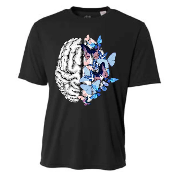 Blue Butterflies Mental Health Brain Psychology Cooling Performance Crew T-Shirt