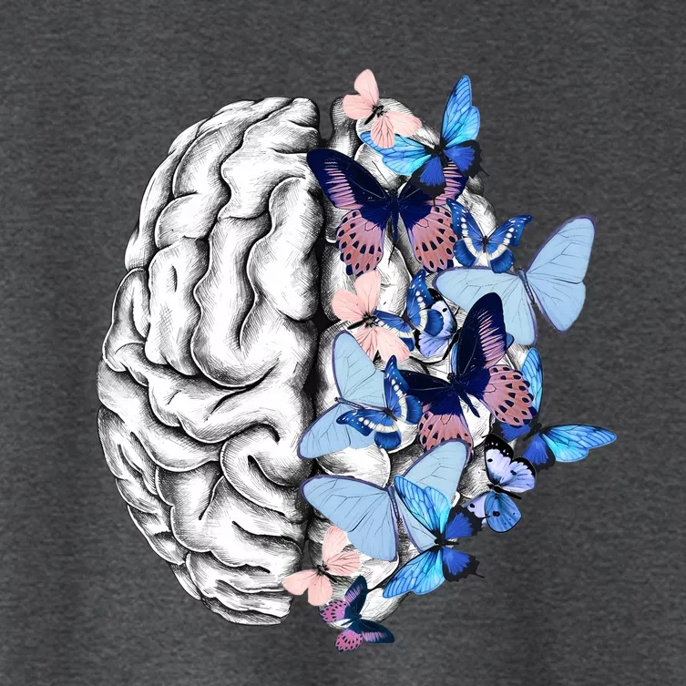 Blue Butterflies Mental Health Brain Psychology Women's Crop Top Tee