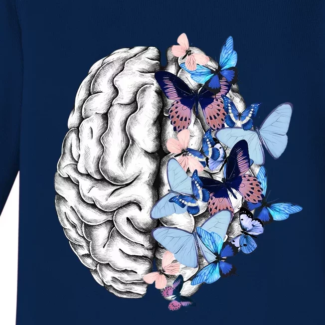 Blue Butterflies Mental Health Brain Psychology Baby Long Sleeve Bodysuit