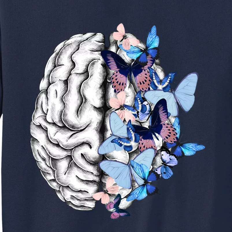 Blue Butterflies Mental Health Brain Psychology Tall Sweatshirt