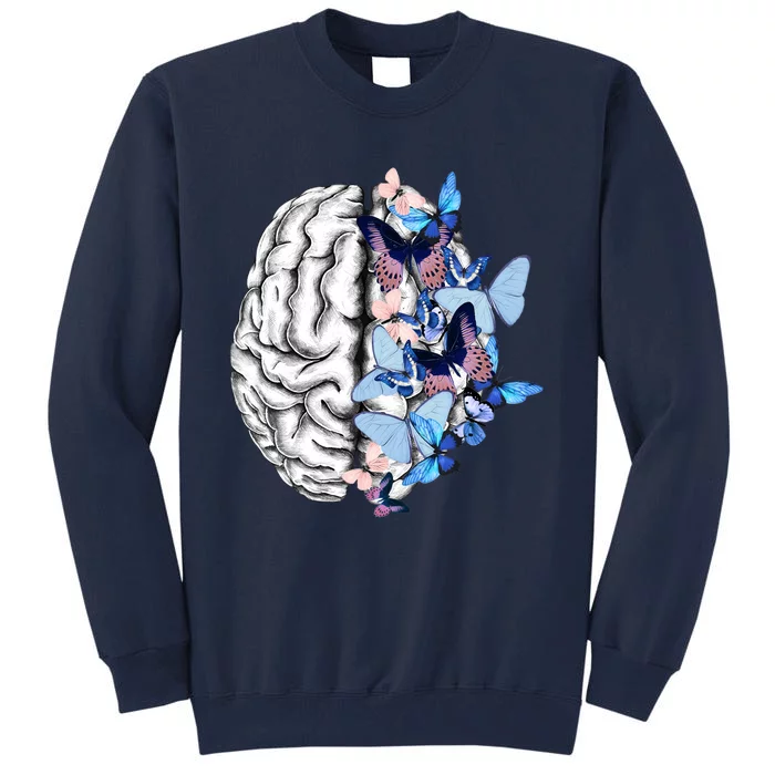 Blue Butterflies Mental Health Brain Psychology Tall Sweatshirt