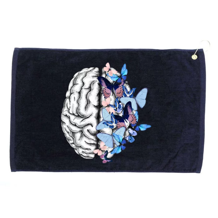 Blue Butterflies Mental Health Brain Psychology Grommeted Golf Towel