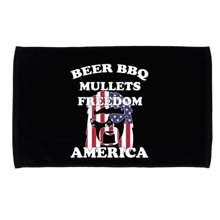 Beer Bbq Mullets Freedom America Funny Patriotic Graphic Gift Microfiber Hand Towel