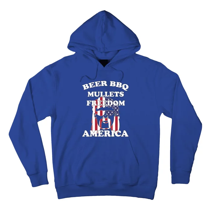 Beer Bbq Mullets Freedom America Funny Patriotic Graphic Gift Hoodie