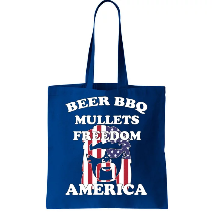 Beer Bbq Mullets Freedom America Funny Patriotic Graphic Gift Tote Bag