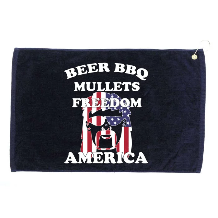 Beer Bbq Mullets Freedom America Funny Patriotic Graphic Gift Grommeted Golf Towel