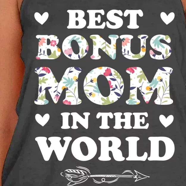 Best Bonus Mom In The World Stepmother Gift Women's Knotted Racerback Tank