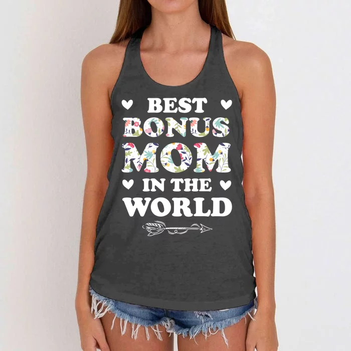 Best Bonus Mom In The World Stepmother Gift Women's Knotted Racerback Tank