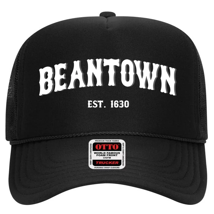 Beantown Boston Massachusetts Baked Beans New England High Crown Mesh Trucker Hat