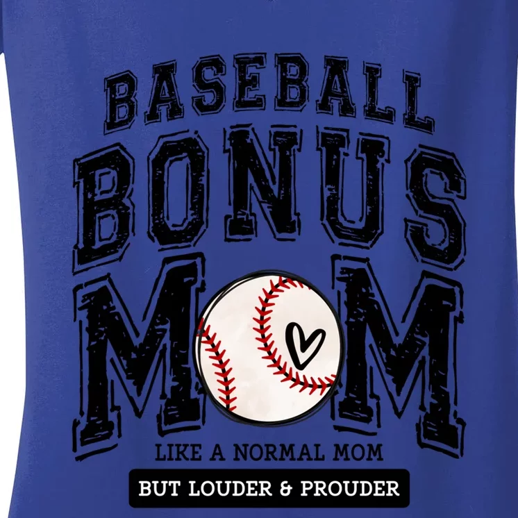 Baseball Bonus Mom Proud Love Baseball Player Mama Mother Funny Gift Women's V-Neck T-Shirt