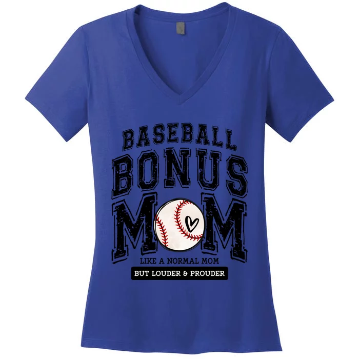 Baseball Bonus Mom Proud Love Baseball Player Mama Mother Funny Gift Women's V-Neck T-Shirt