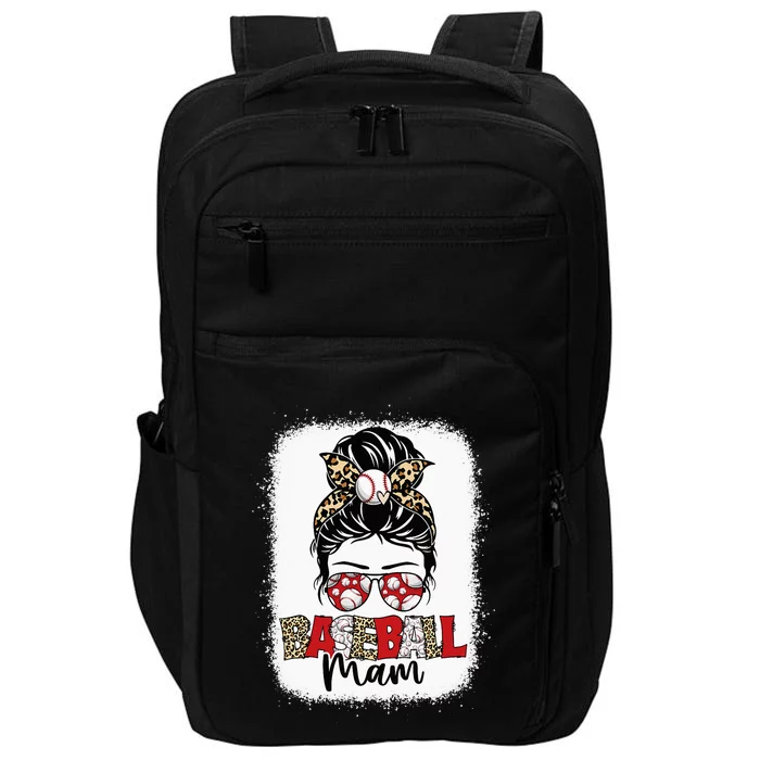 Bleached Baseball Mam Leopard Messy Bun Mothers Day Impact Tech Backpack