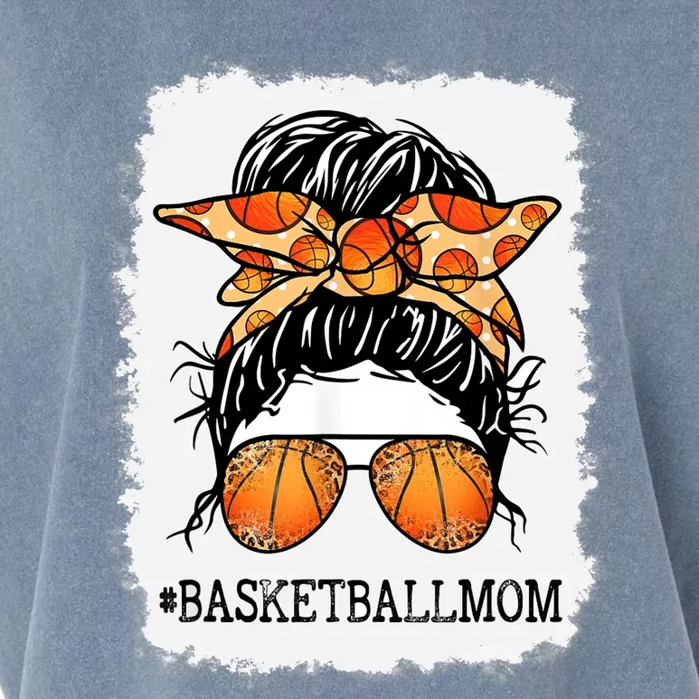 Bleached Basketball Mom Messy Bun Player Mom Mothers Day Garment-Dyed Women's Muscle Tee