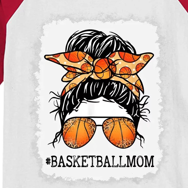 Bleached Basketball Mom Messy Bun Player Mom Mothers Day Kids Colorblock Raglan Jersey