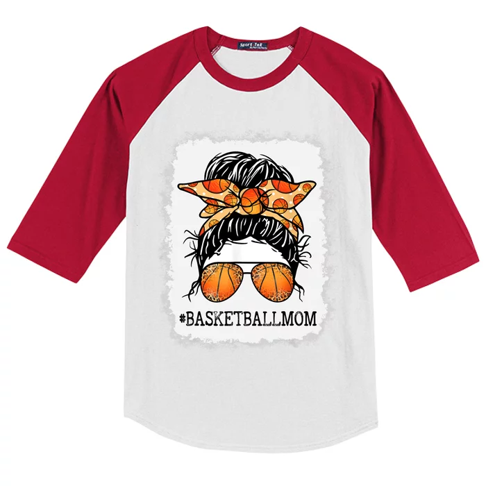 Bleached Basketball Mom Messy Bun Player Mom Mothers Day Kids Colorblock Raglan Jersey