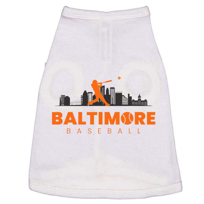 Baltimore Baseball Minimalist City Skyline Baseball Lover Doggie Tank