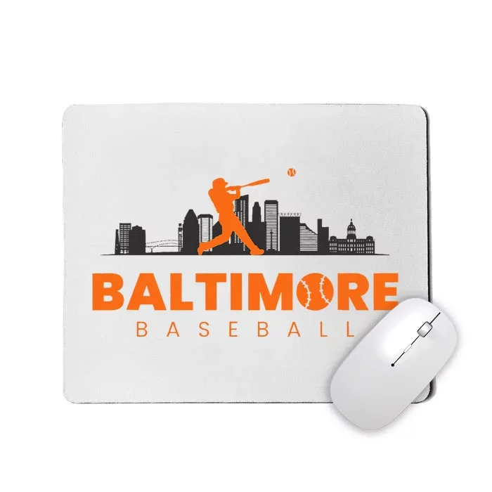 Baltimore Baseball Minimalist City Skyline Baseball Lover Mousepad