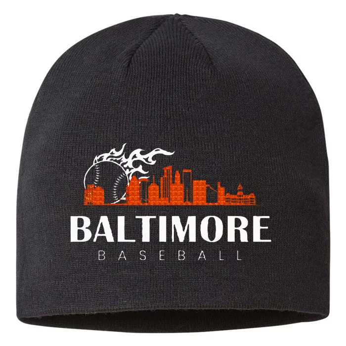 Baltimore Baseball Minimal City Skyline Retro Baseball Lover 8 1/2in Sustainable Knit Beanie